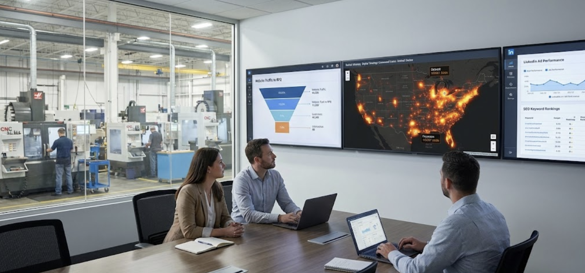 industrial marketing and sales team review lead generation efforts